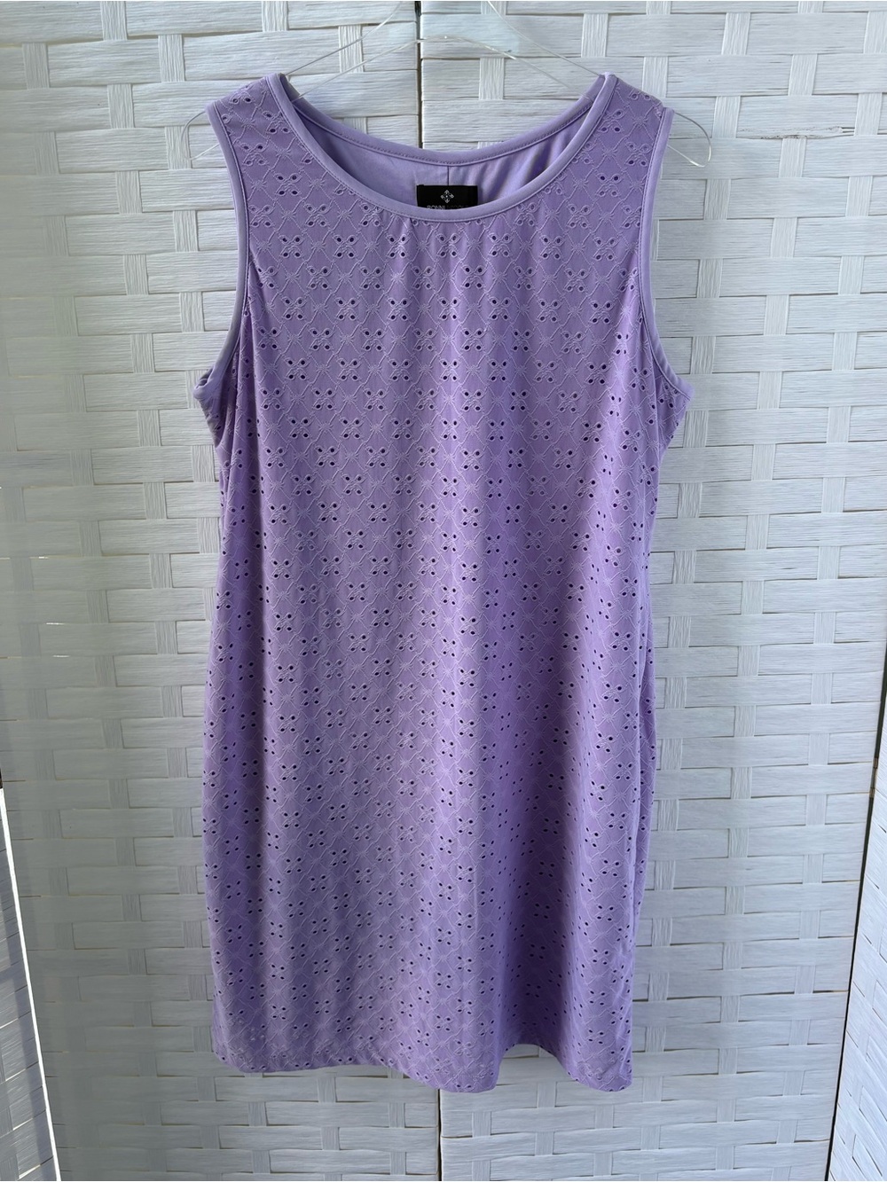 Ronni Nicole XL Lavender Eyelet Sleeveless Shift Dress Church Career Lined